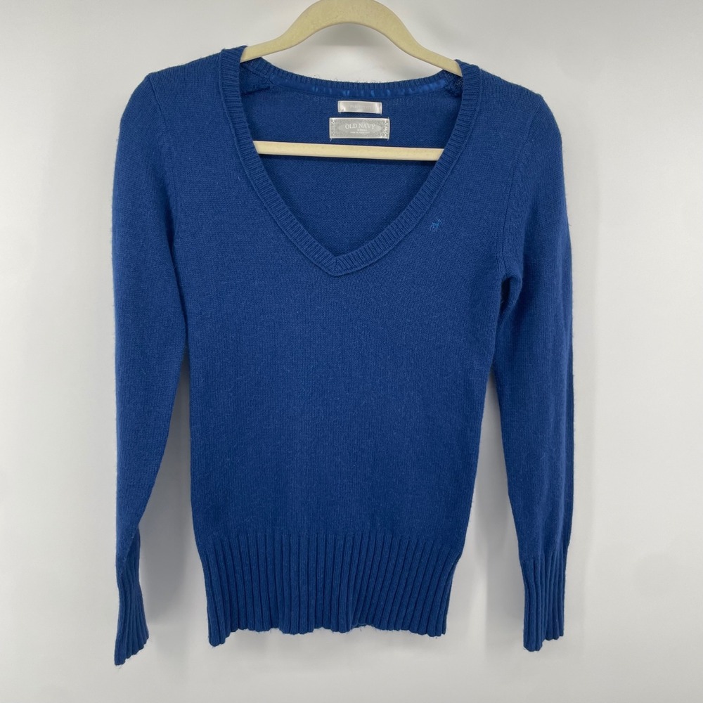 Old Navy Sweater Womens XS Blue V-Neck Long Sleeve Knit Pullover Elena Bella